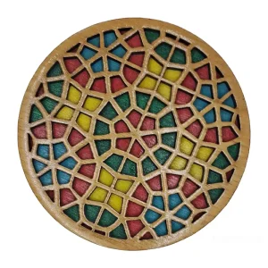 زیر لیوانی طرح گرد چوبی