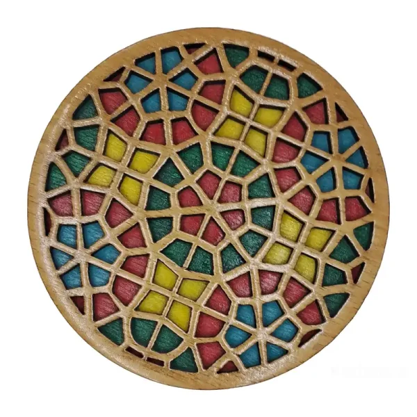 زیر لیوانی طرح گرد چوبی