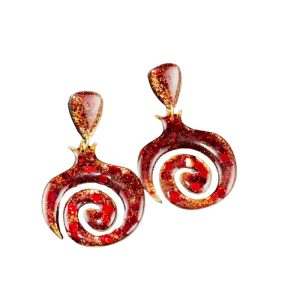 گوشواره آویز طرح انار یلدایی، جادوی رزین و اکلیل